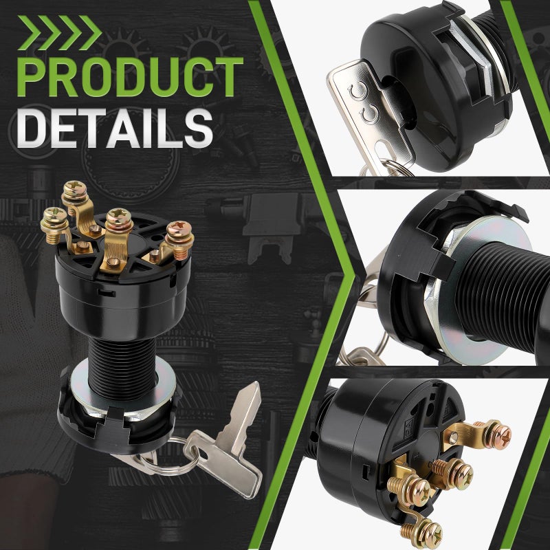 Carbbia Ignition Key Switch 12 Volts Starter Switch for Club Car DS 1996-up Gas Golf Cart, Turf Carryall I and II, XRT and Precedent, Replace 101826301, 1012505, On/Off Style - Image 2